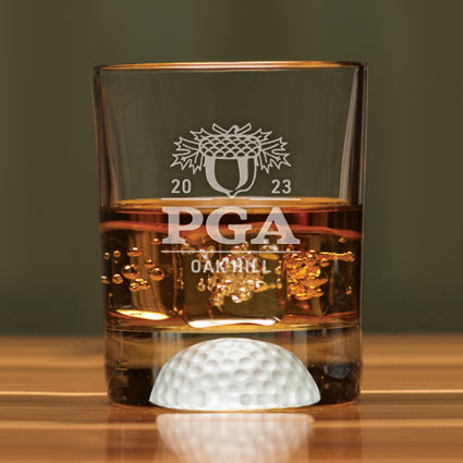 DOUBLE OLD FASHIONED GLASS - GOLF THEMED