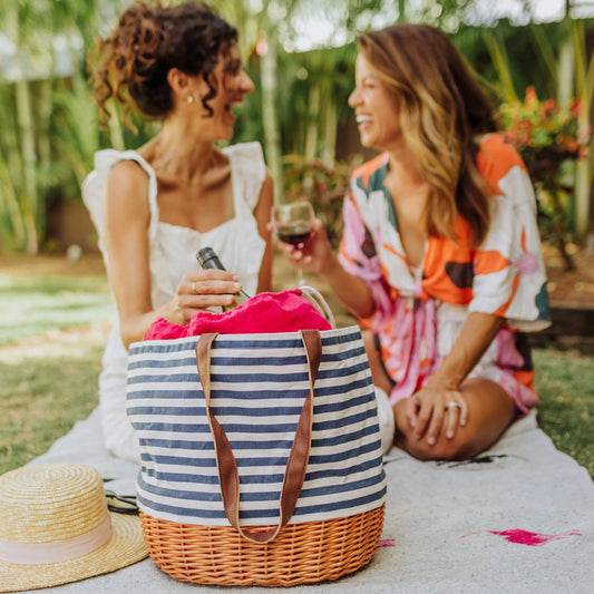 CANVAS AND WILLOW BASKET TOTE