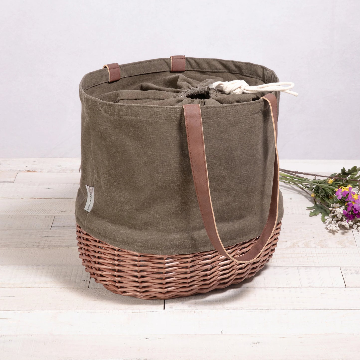 CANVAS AND WILLOW BASKET TOTE