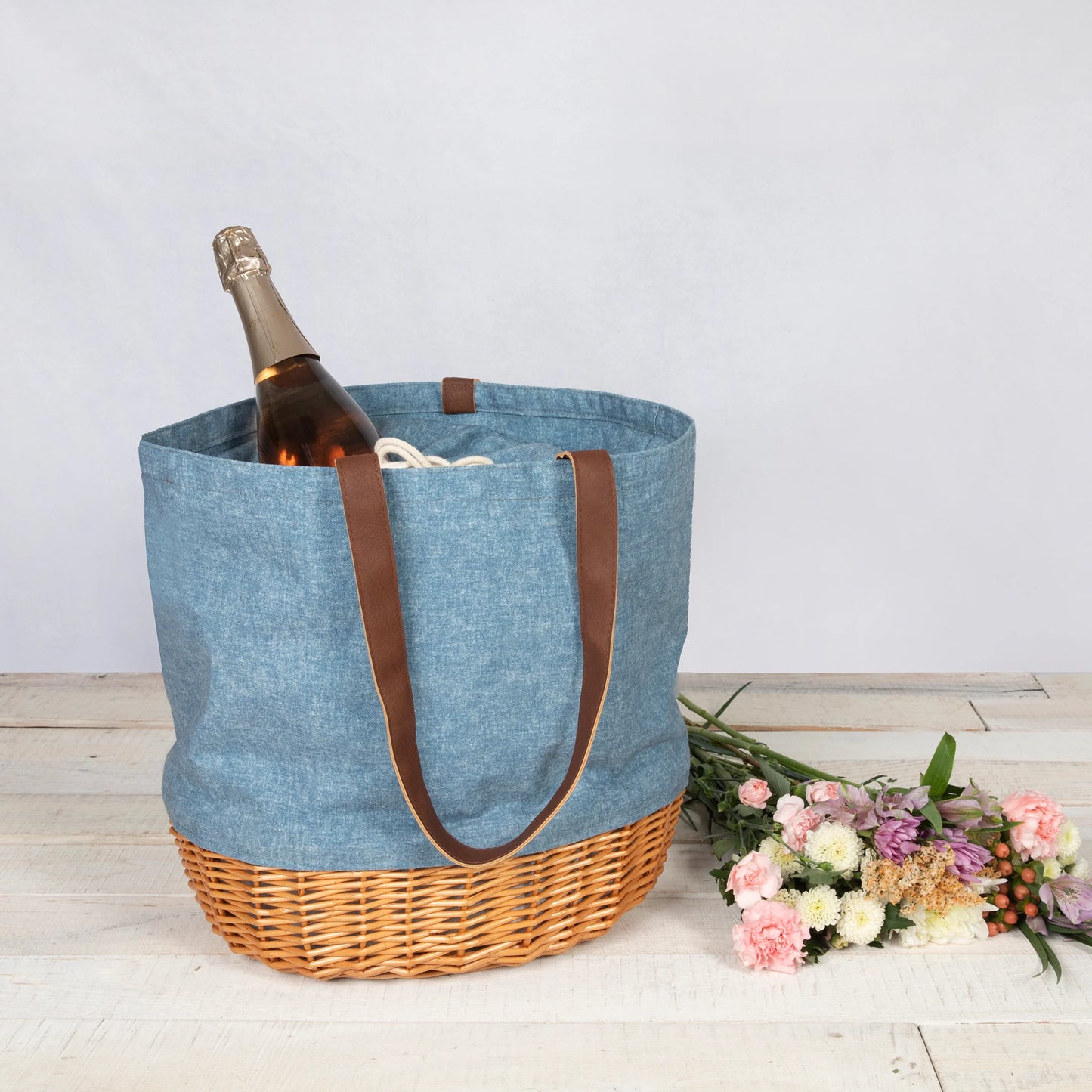 CANVAS AND WILLOW BASKET TOTE