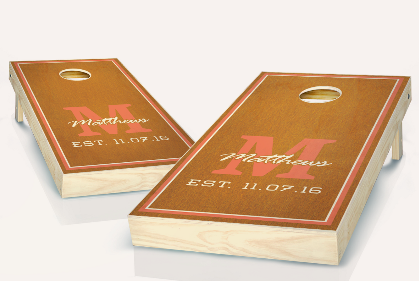 CORNHOLE SET - Monogram Rose Stained