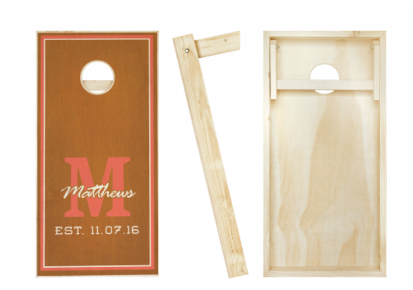 CORNHOLE SET - Monogram Rose Stained