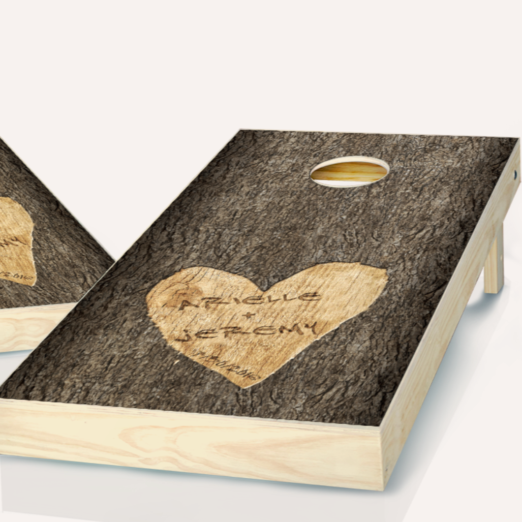 CORNHOLE SET - Wedding Tree Carved