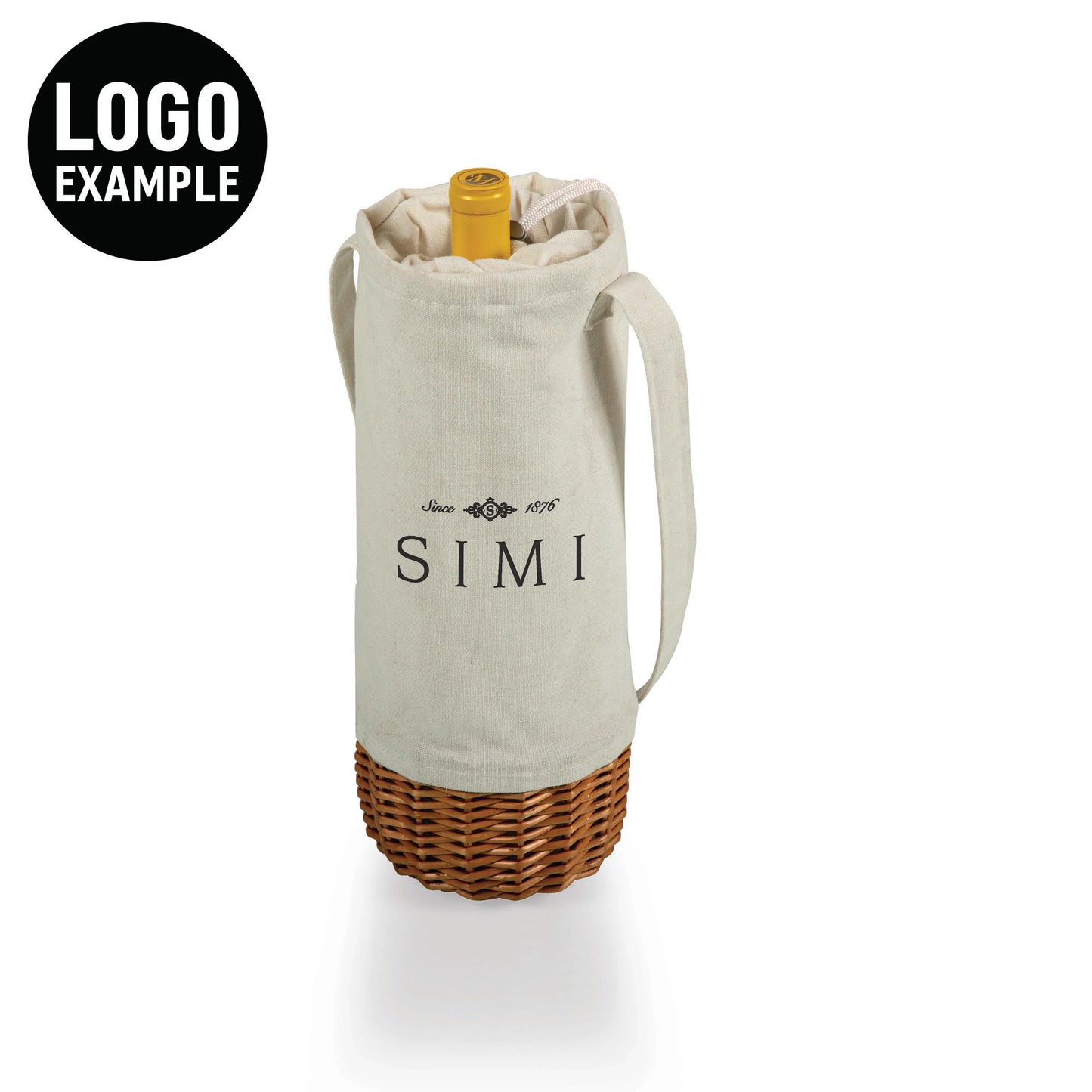 INSULATED CANVAS AND WILLOW WINE BOTTLE BASKET / TOTE