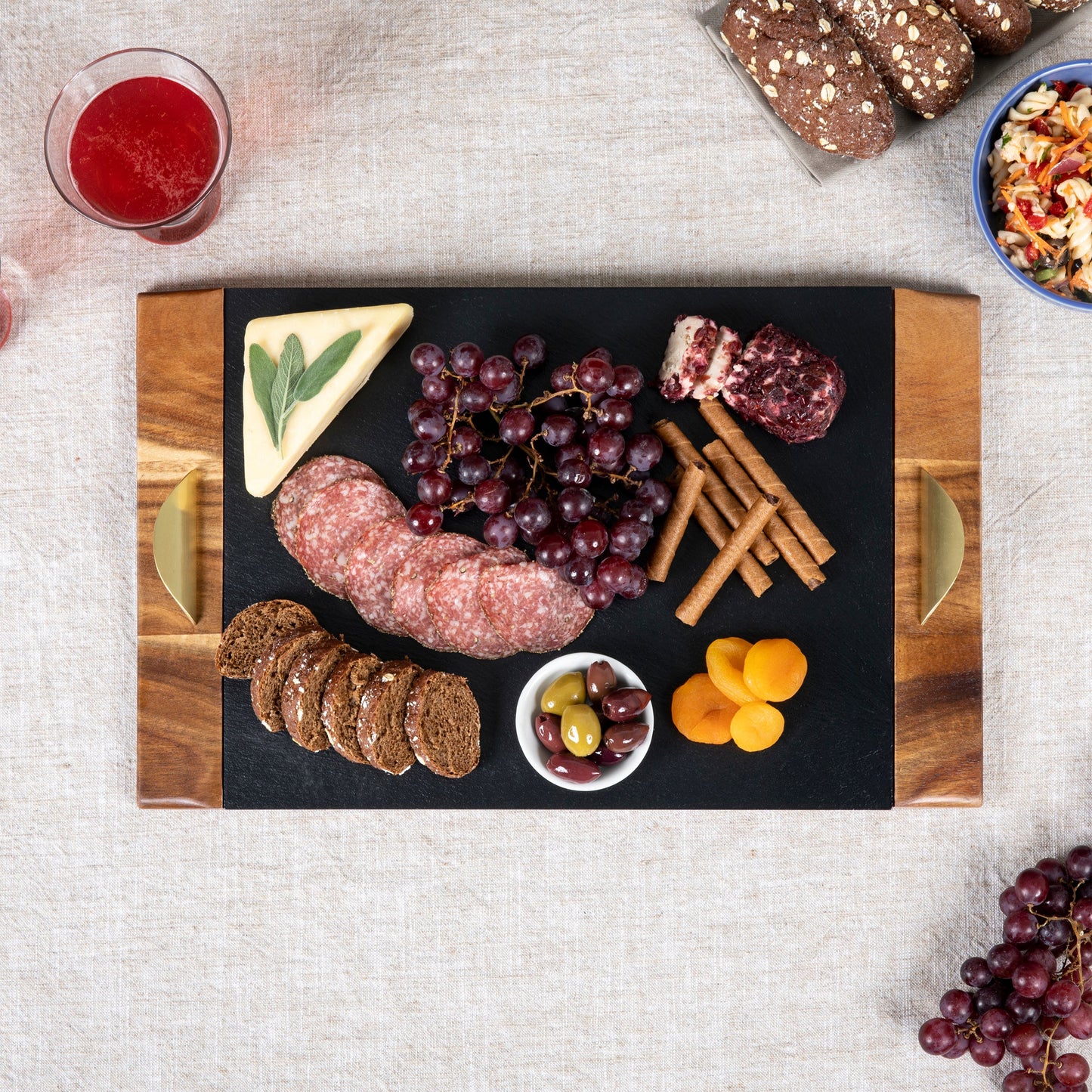 ACACIA AND SLATE SERVING TRAY