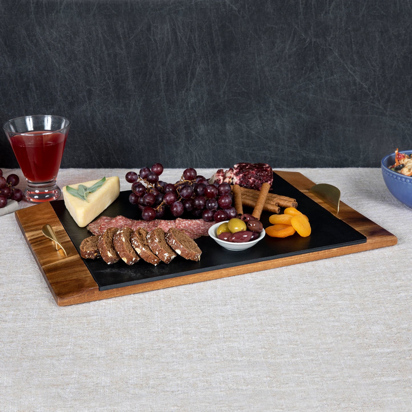 ACACIA AND SLATE SERVING TRAY