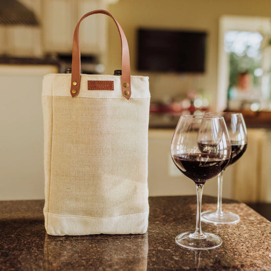 PINOT JUTE 2 BOTTLE INSULATED WINE BAG / TOTE